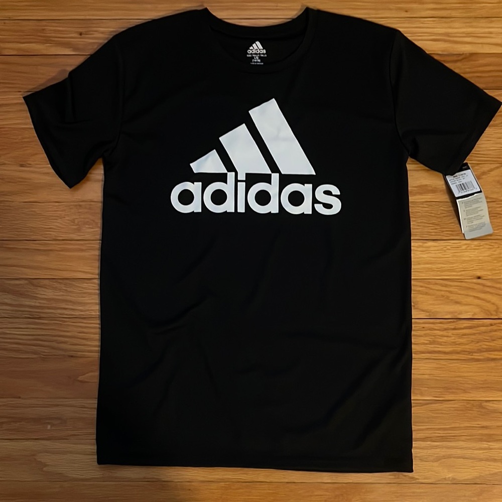 Adidas boys black Performance logo short sleeve T-shirt- NWT